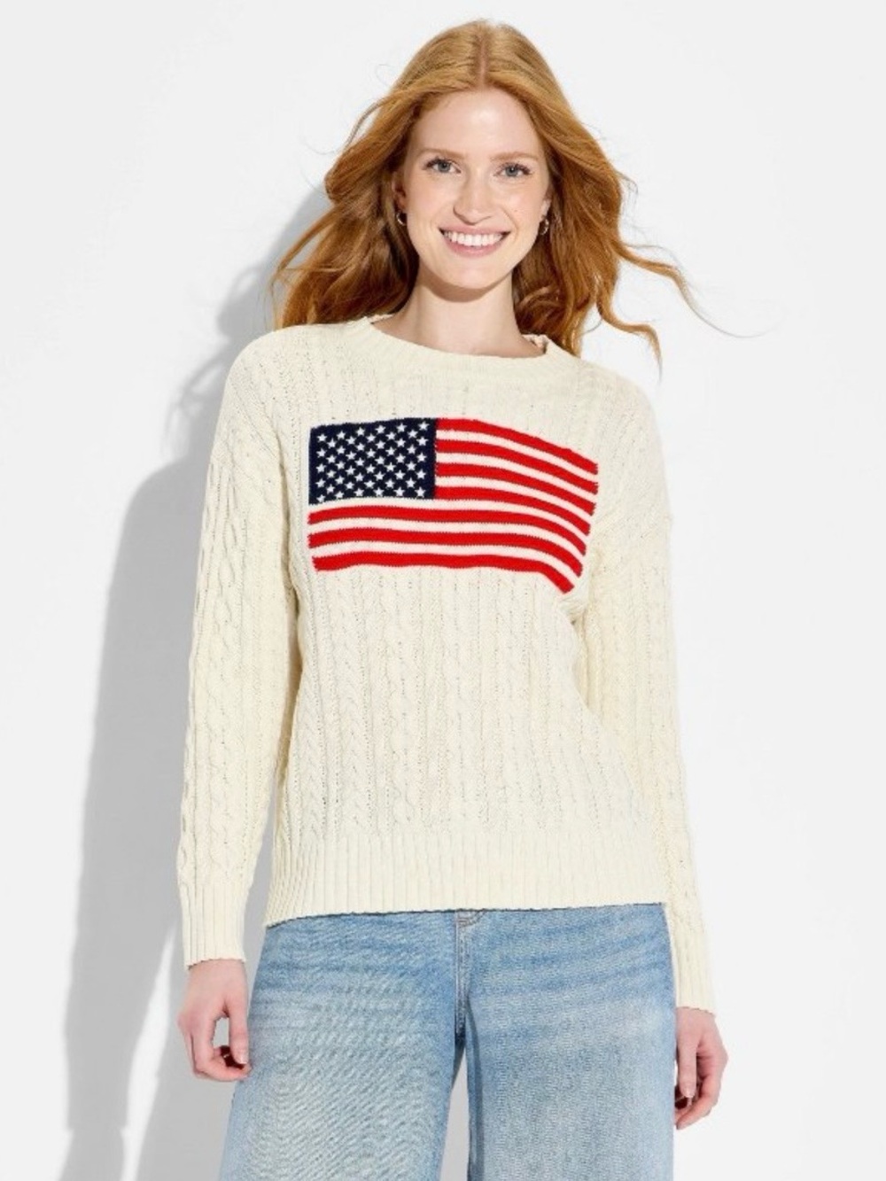 Target Wild Fable American Flag Corded Sweater Size: S